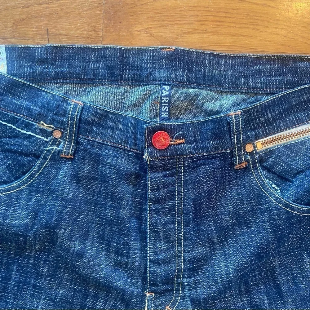 Parish Health Wealth &Wisdom Men’s Jeans Size 38 Dark Wash Button Fly Streetwear